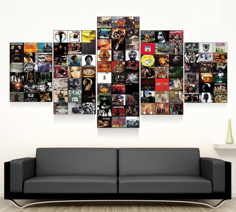 Real Hip Hop Wall Art Framed Rap Canvas Hip Hop Collage Etsy