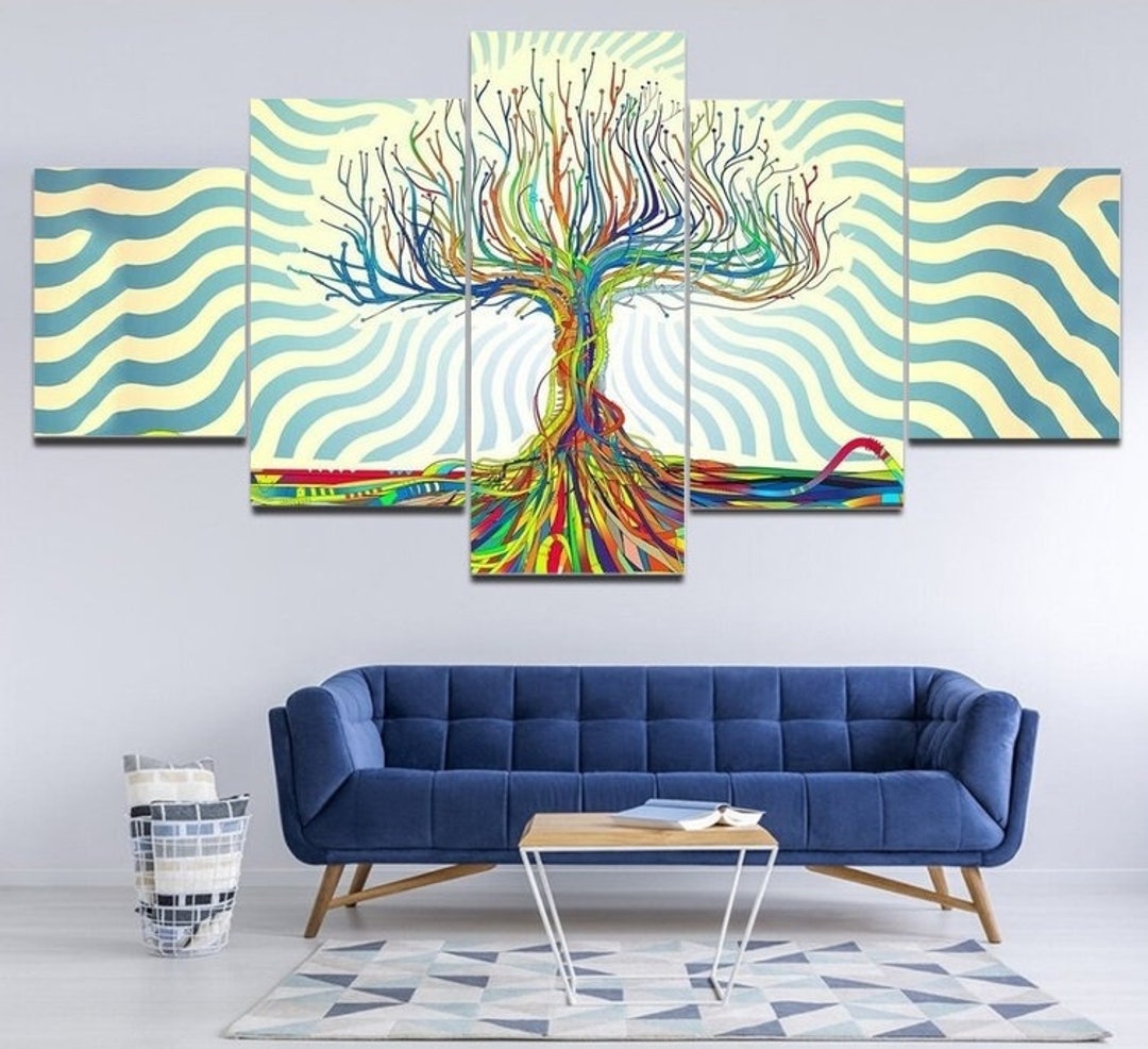 Psychedelic Art Canvas Framed, Trippy Art Canvas, Trippy Tree Wall Art