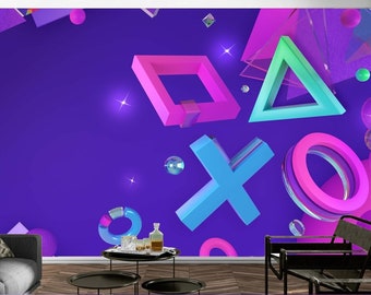 Gamer Wandbild Kinder Tapete, Jungen Teenager Videospiel, Schälen und Stick Abnehmbarer Wandaufkleber, Selbstklebende Tapete