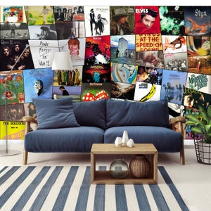Carta da parati con collage rock and roll, murale musicale personalizzato, rimovibile, staccabile e attaccabile, carta da parati autoadesiva