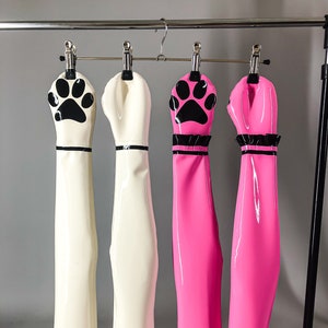 Latex paws, petplay paws, bondage paws, bondage gloves, long paws