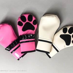 Latex paws, petplay paws, bondage paws, bondage gloves, short paws