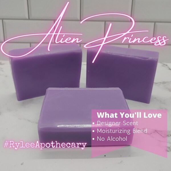 Alien Princess, Scented, Handcrafted, Cocoa Butter, Mango Butter, Shea Butter, Enriched Soap