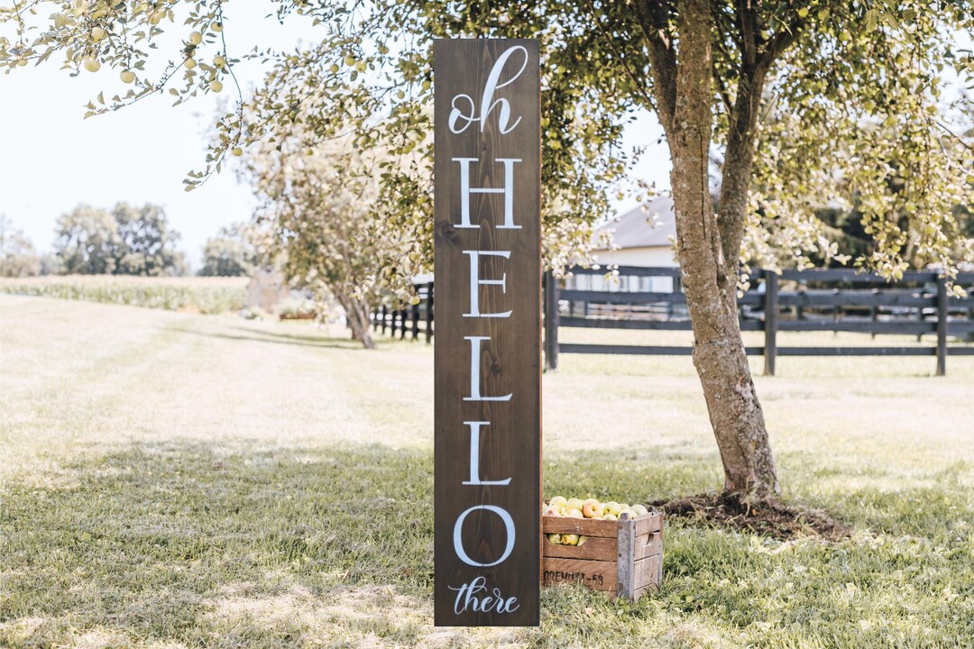 Oh Hello There Wood Sign: Handcrafted Farmhouse Porch Decor - Etsy