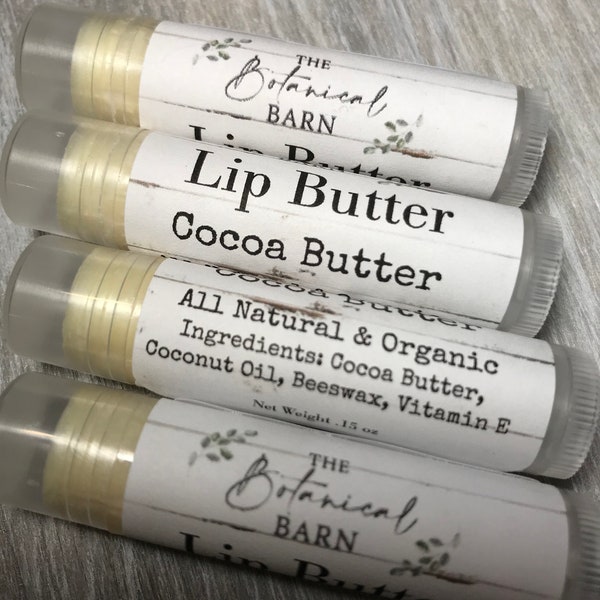 Lip Butter, Lip Balm, Chap Stick, All Natural, Organic Coconut Oil, Organic Cocoa Butter, Natural Beeswax, Lip Care, Lip Treatment & Protect