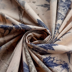 Ecoprint hemmed fabric, suitable as tablecloth, wall hang, tabletop, 100% cotton