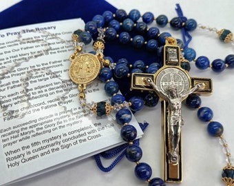 St Benedict rosary | Lapis lazuli | extra large crucifix