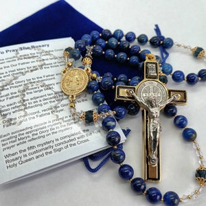 Sankt Benedictus radband | Lapis lazuli | extra stort krucifix