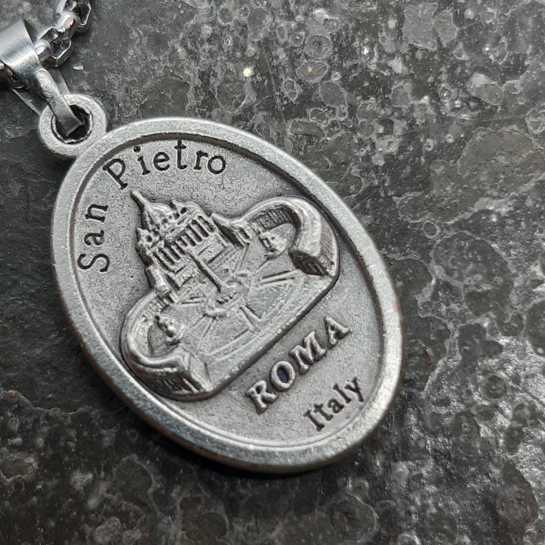 St John Paul II Silver Oxide Medal on Stainless Steel Chain - Etsy