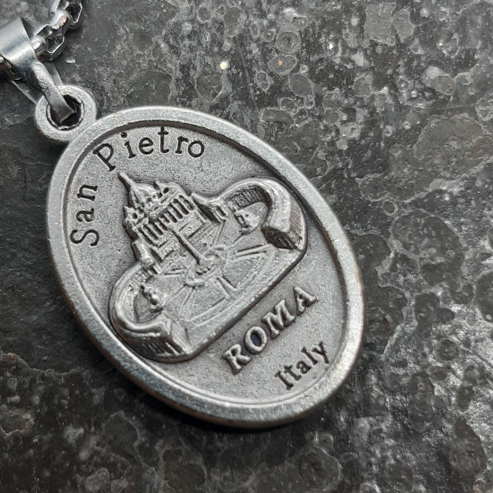 St John Paul II | Silver Oxide Medal on Stainless Steel Chain With ...
