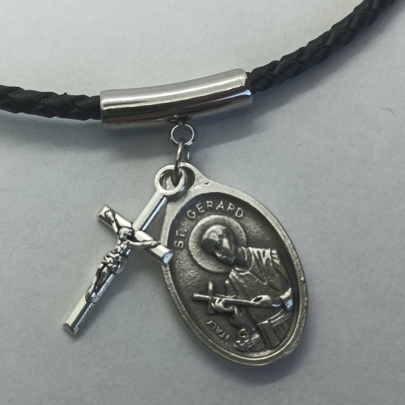 St Gerard Majella Medal | Thin, Braided Leather Necklace With Saint ...