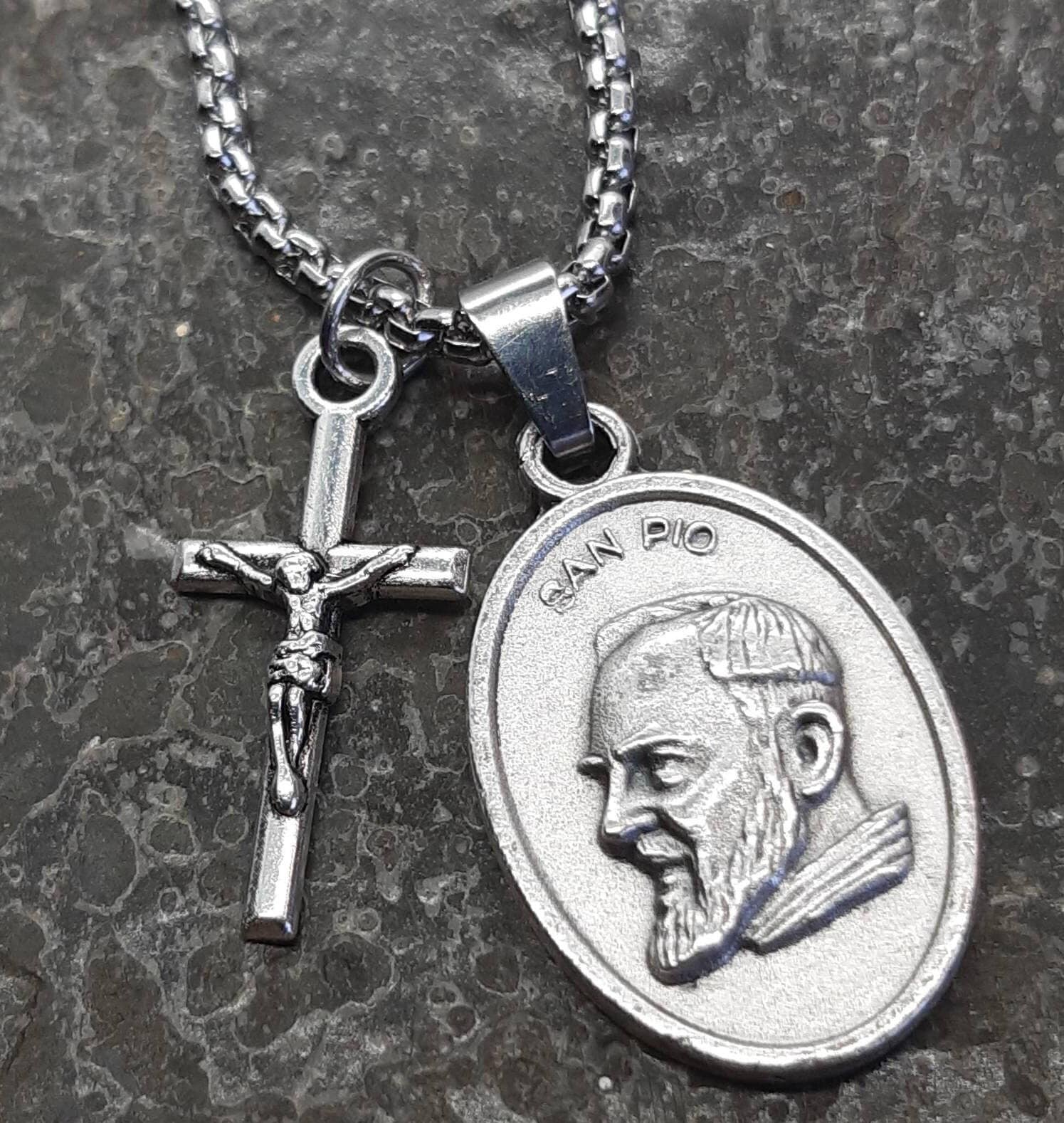 collana di san padre pio in argento 925