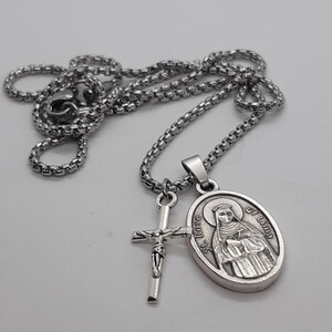 St Rose of Lima Necklace. Stainless Steel Box Chain With Saint Medal ...