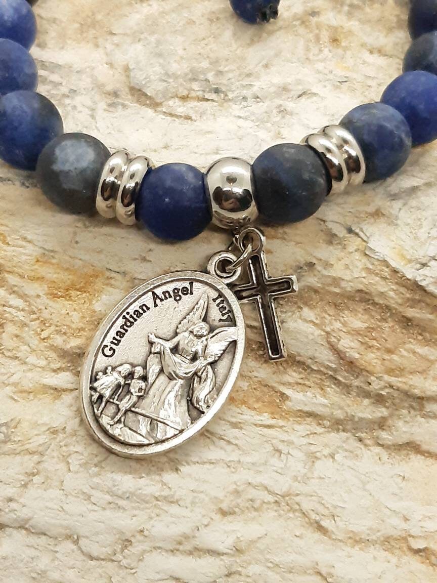 Guardian Angel Adjustable Bracelet With Cross and Choice of Etsy UK