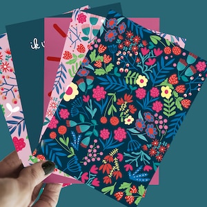 Set di 5 biglietti d'auguri olandese, cartolina A6, amore, dimentica-me-not, fiori, migliora