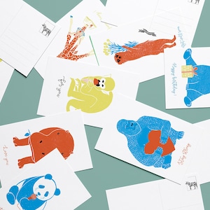 Mix and match geillustreerde kaarten, set van 6 + 1 gratis, wenskaarten, verjaardagskaarten, kaart voor vriend