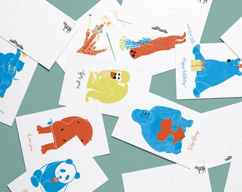 CARTES POSTALES MIX et MATCH Illustrated, ensemble de 6 + 1 carte surprise gratuite, cartes postales, cartes de vœux, carte pour ami, cartes postales