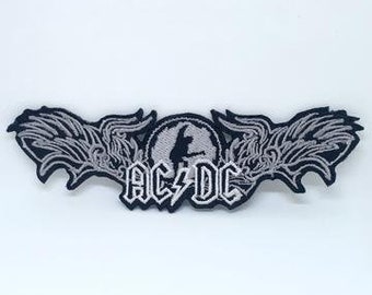 Ac//Dc Acdc Brodé Doré à Repasser Patch Heavy Métal Rock Punk Sac à Dos Badge