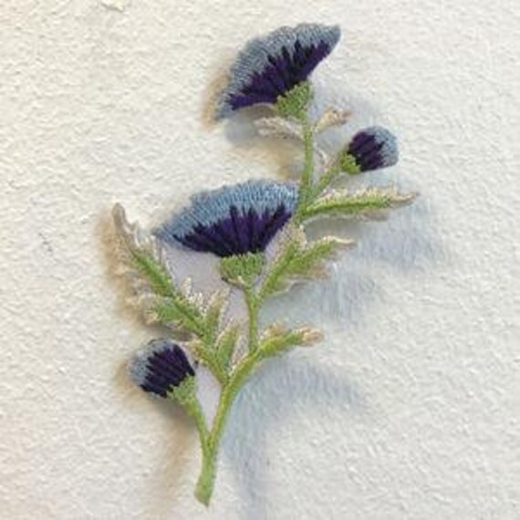 Beautiful Lavender Thistle Flower Embroidered Iron on Sew on Patch j1711 Beautiful Lavender Thistle Flower Embroidered Iron on Sew on Patch j1711
