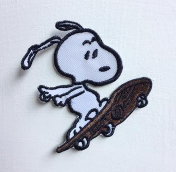 Snoopy Dog Skate Boarding Animated Cartoon Art Badge Iron Or Etsy