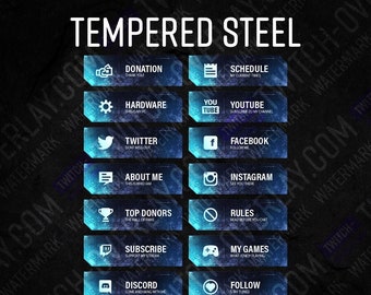 Twitch Panels | "Tempered Steel Blue" Stream Panels