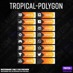 Tropical-Polygon Twitch Panels Orange