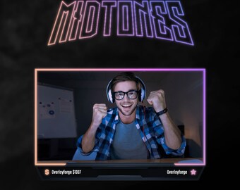 Midtones Animated Webcam Bundle/Webcam Frames/Webcam Borders/Animated Overlays/Stream Package/Clean Theme/Neon/Purple/Yellow/Modern/Stone