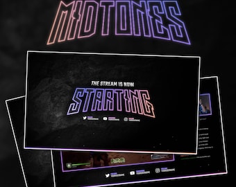 Midtones Animated Stream Screens/Animated Screens/Stream Package/Transition/Stream Overlay/Neon Theme/Clean Theme/Yellow/Purple/Modern/Stone