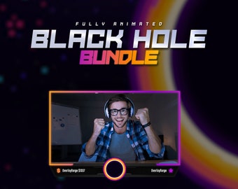 Black Hole Animated Webcam Bundle/Webcam Frames/Webcam Borders/Animated Overlays/Stream Package/Space Theme/Blue/Dark/Yellow/Purple