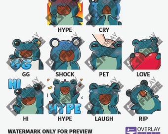 10 Frog Twitch Emotes | Teal Frog / Teal Lizard Emotes