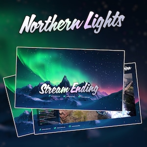 Northern Lights Animated Stream Screens/Animated Screens/Stream Package/Transition/Stream Overlay/Nature Theme/Cozy Theme/Green/Pink/Magical
