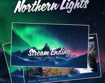 Northern Lights Animated Stream Screens/Animated Screens/Stream Package/Transition/Stream Overlay/Nature Theme/Cozy Theme/Green/Pink/Magical