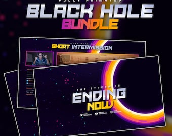 Black Hole Animated Stream Screens/Animated Screens/Stream Package/Transition/Stream Overlay/Space Theme/Galaxy Theme/Dark/Yellow/Purple
