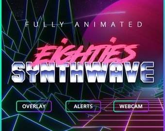 80s Synthwave Stream Bundle | 80s Stream Overlay, Retro Stream Overlay, Vaporwave Stream Overlay, Synthwave Stream Overlay, Neon Colors