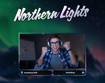 Northern Lights Animated Webcam Bundle/Webcam Frames/Webcam Borders/Animated Overlays/Stream Package/Nature Theme/Cozy Theme/Magical/Green