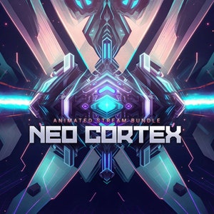 Neo Cortex Stream Package: A Futuristic Streaming Overlay for YouTube, Twitch, Kick, Trovo, and Facebook with vibrant colors.