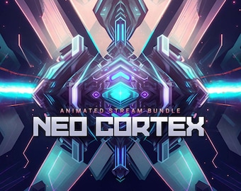 Neo Cortex Stream Package: A Futuristic Streaming Overlay for YouTube, Twitch, Kick, Trovo, and Facebook with vibrant colors.
