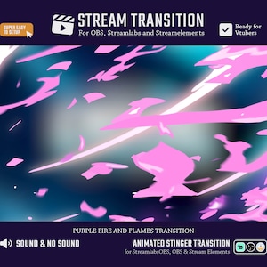 Fire and Flame Pastel Pink Cartoon Transition / Vibrant Stream Transition / Animated Stream Transition / Pink Stinger Transition / Anime