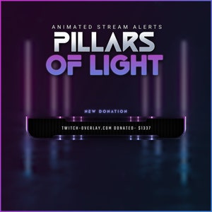 Avvisi streaming animato Pilastri di luce/Avvisi animati/Avvisi Twitch/Pacchetto notifiche streaming/Tema spaziale/Tema moderno/Tema pulito/Neon