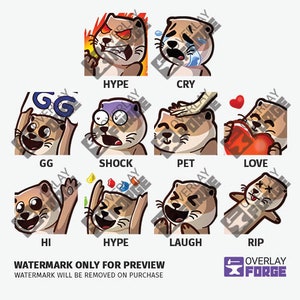 10 Otter Twitch Emotes | Light Brown Otter / Light Brown Beaver Emotes