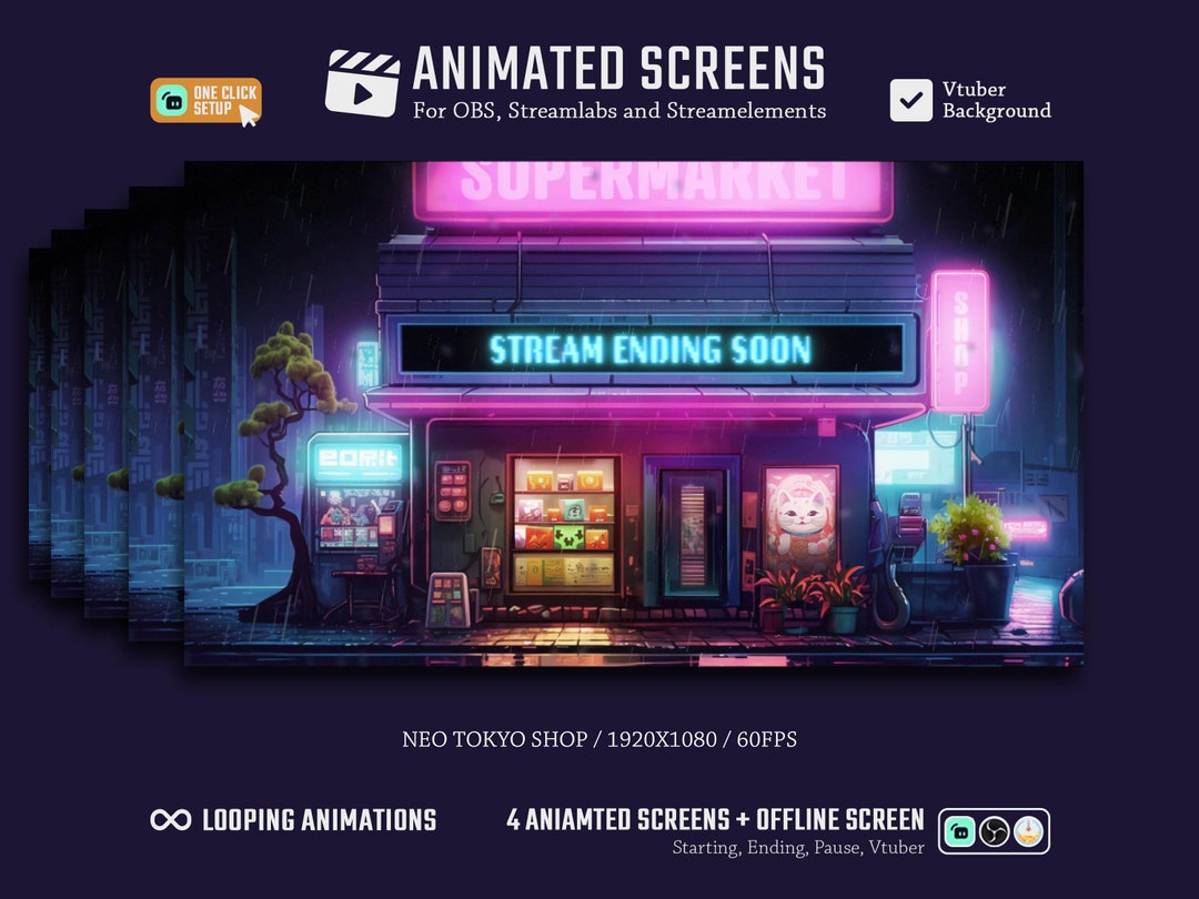5x Stream Screens /cyberpunk Theme/starting Soon Screen/stream Package ...