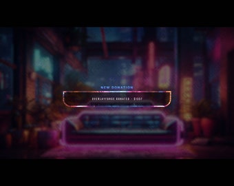 Lofi Neon Stream Alerts/Animated Alerts/Twitch Alerts/Stream Notification Pack/Neon Vibes/Lofi/Blue/Pink/Cozy/Comfy/Rainy