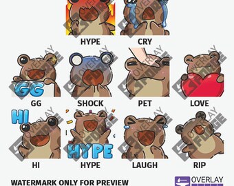 10 Frog Twitch Emotes | Brown Frog / Brown Lizard Emotes