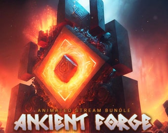 Ancient Forge Stream Package | RPG Stream Overlay, Epic Stream Overlay, Vibrant Colors, Blue and Orange, Medieval Stream Overlay
