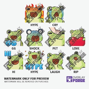 10 Frog Twitch Emotes | Light Green Frog / Light Green Lizard Emotes