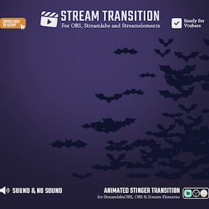 Transición de dibujos animados de enjambre de murciélagos / Transición de transmisión de Halloween / Transición de transmisión animada / Transición de aguijón de Halloween / Anime / Transición de murciélagos