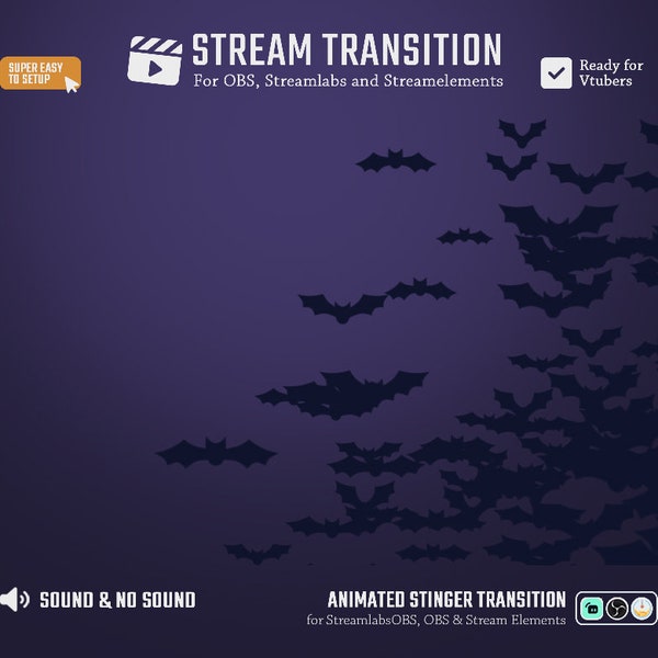 Bat Swarm Cartoon Transition / Halloween Stream Transition/Animated Stream Transition/Halloween Stinger Transition/Anime/Bats Transition