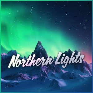 Pakiet Northern Lights Stream | Neonowe kolory, Przytulna nakładka na strumień, Śnieg, Nakładka na strumień świąteczny, Zorza polarna, Nakładka na strumień Northern Lights