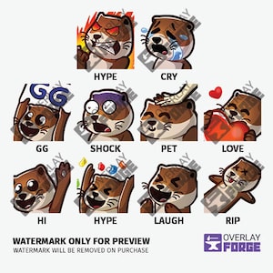 10 Otter Twitch Emotes | Brown Otter / Brown Beaver Emotes
