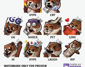10 Otter Twitch Emotes | Brown Otter / Brown Beaver Emotes